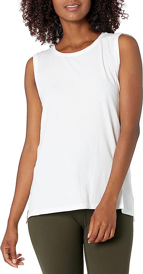 Core 10 Women's Soft Pima Cotton Standard-Fit Full-Coverage Sleeveless Yoga Tank | Amazon (US)