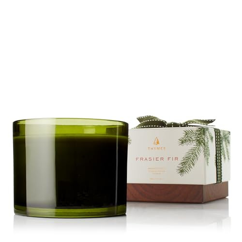 Thymes Frasier Fir Scented Candles for Home Decor – Green Heritage Holiday Candle – Notes of Siberian Fir Needles, Cedarwood & Sandalwood – Luxury Home Fragrance Gifts for Women & Men (3-Wick, 17 oz) | Amazon (US)