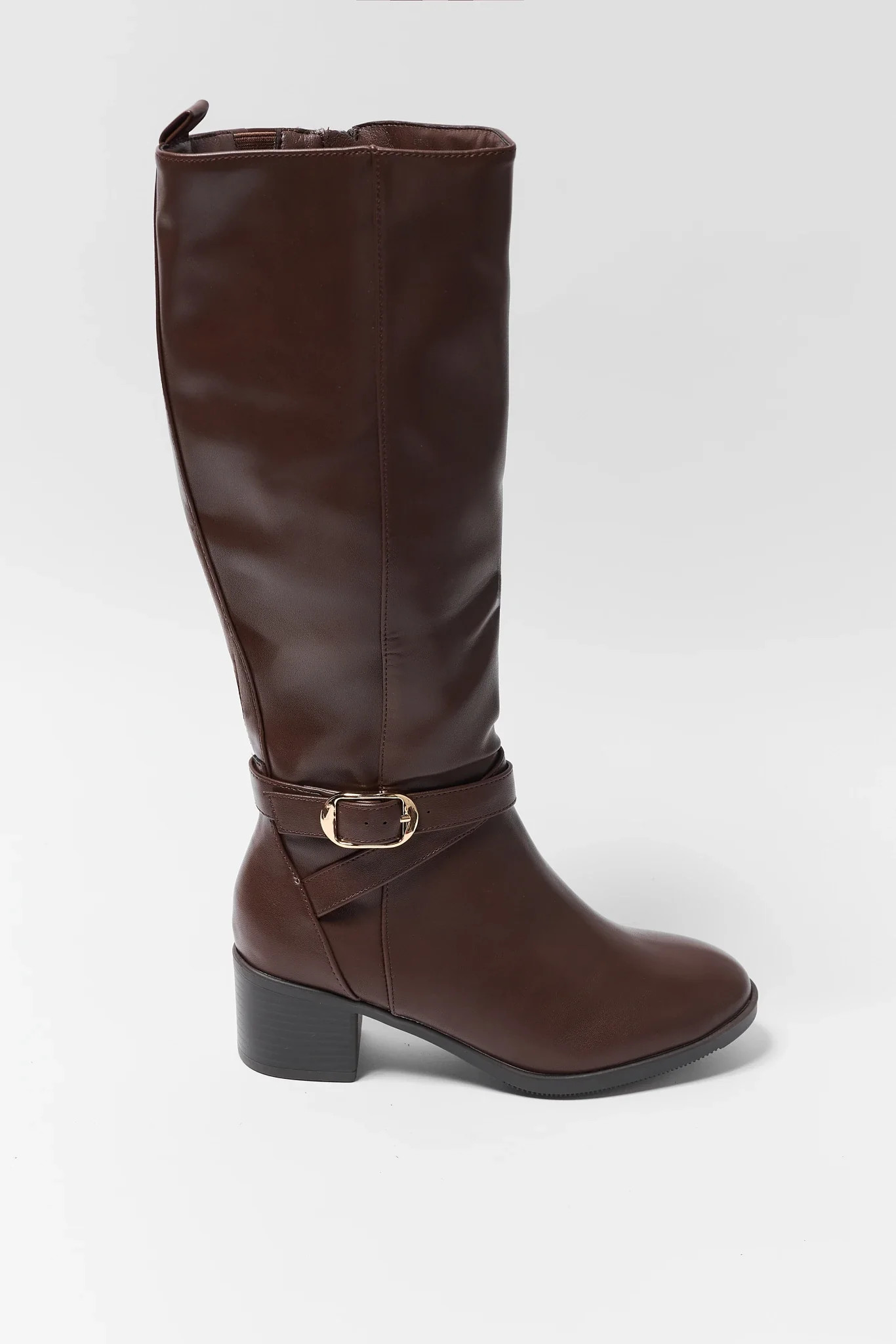 Prudence Brown Faux Leather Boots | Avara