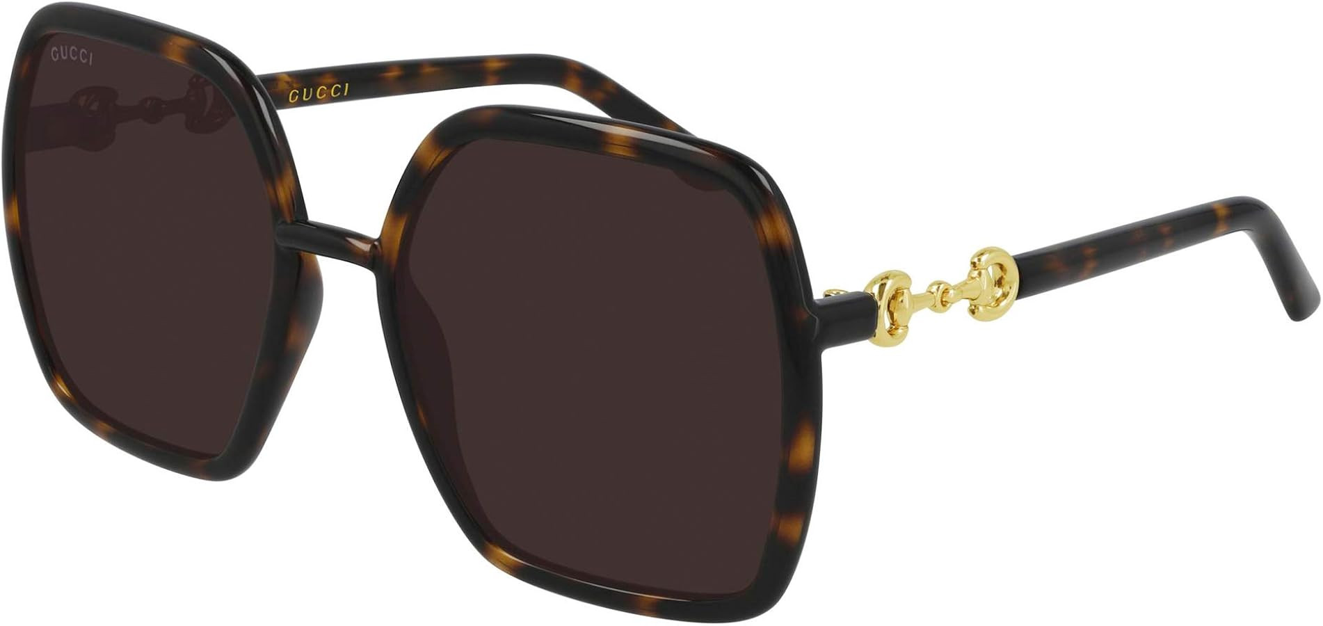 Gucci Women's Horsebit Oversized Square Sunglasses, Havana Havana Brown, One Size | Amazon (US)