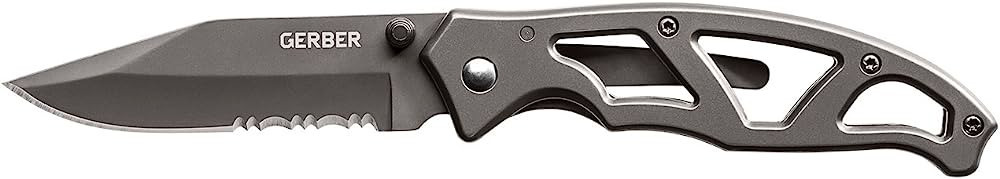 Gerber Gear 22-48445N Paraframe I Folding Pocket Knife, Serrated Edge, Grey | Amazon (US)