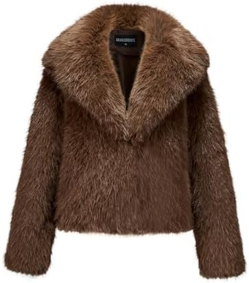 GRAN ORIENTE Women's 2025 Winter Furry Faux Fur Jackets,Cropped Fluffy Shaggy Warm Parka Coat Out... | Amazon (US)