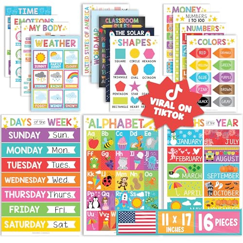 Hadley Designs 16 Educational Posters for Classroom Decor - Colorful Educational Posters for Todd... | Amazon (US)