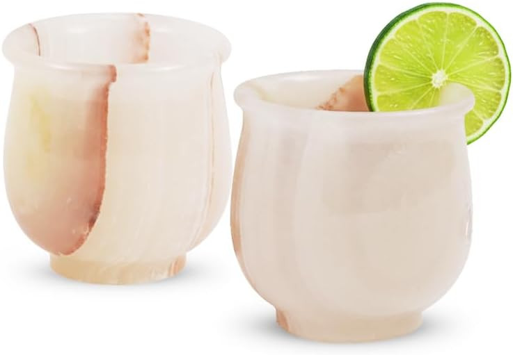 Amazon.com | Radicaln Marble Shot Glasses 2" Inches White Onyx handmade Drinking Glasses Set of 2... | Amazon (US)