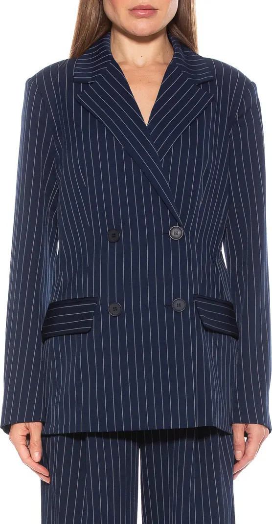 Alexia Admor Indigo Oversize Pinstripe Double Breasted Blazer | Nordstromrack | Nordstrom Rack