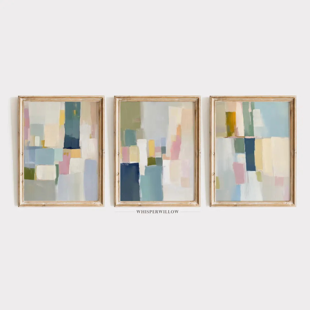 Modern Abstract Minimalist Set of Three (3), PRINTABLE Download, Contemporary Design, Soft Muted ... | Etsy (US)
