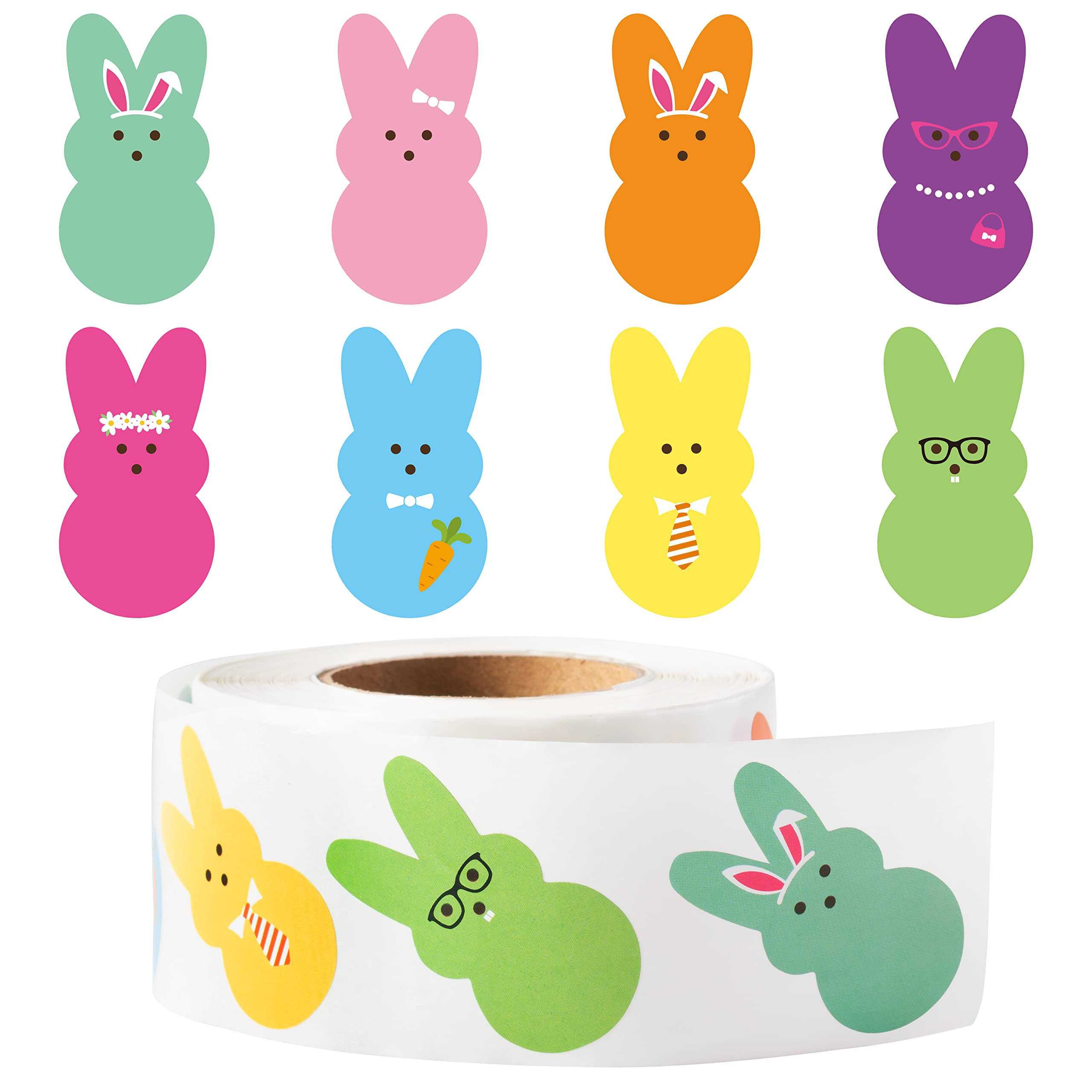 Easter Kids' Sticker Rolls - 600pcs 8 Color Easter Bunny Peeps Sticker Roll Cartoon Cute Easter G... | Amazon (US)