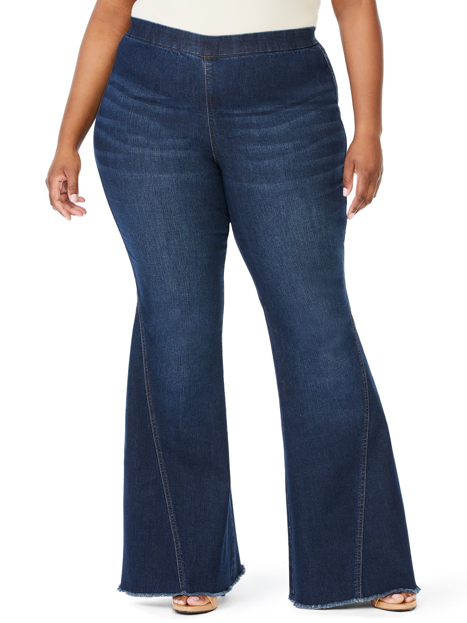 Sofia Jeans by Sofia Vergara Plus Size Melisa High-Rise Super Flare Pull-On Jeans - Walmart.com | Walmart (US)