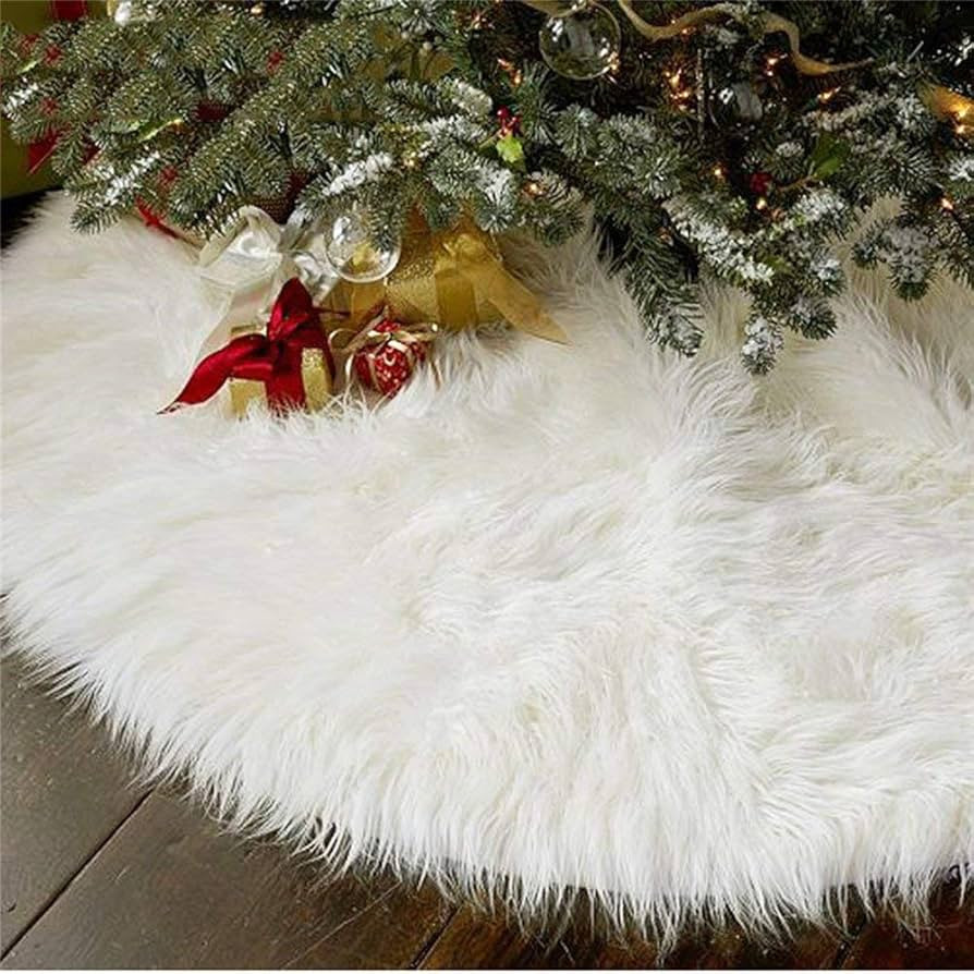 AISENO 60 Inch Christmas Tree Plush Skirt Decoration for Merry Christmas Party Faux Fur Christmas... | Amazon (US)