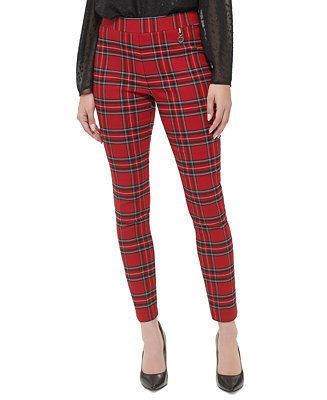 Tommy Hilfiger Women's Plaid Pull-On Mid-Rise Pants & Reviews - Pants & Capris - Women - Macy's | Macys (US)