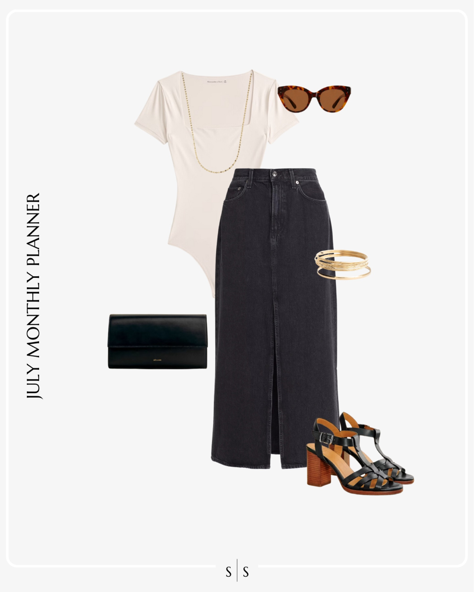 Monthly outfit planner JULY: Summer looks | bodysuit, cargo skirt, strap heel sandal, clutch, Summer accessories 

Date night outfit, happy hour 

See the entire calendar on thesarahstories.com ✨ 


#LTKStyleTip