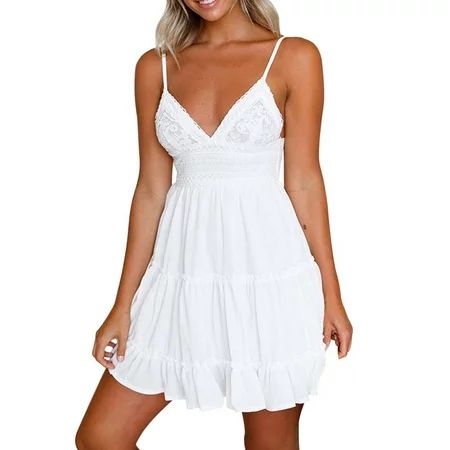 Heliisoer Summer Women Backless Mini Dress White Evening Party Beach Dresses Sundress | Walmart (CA)