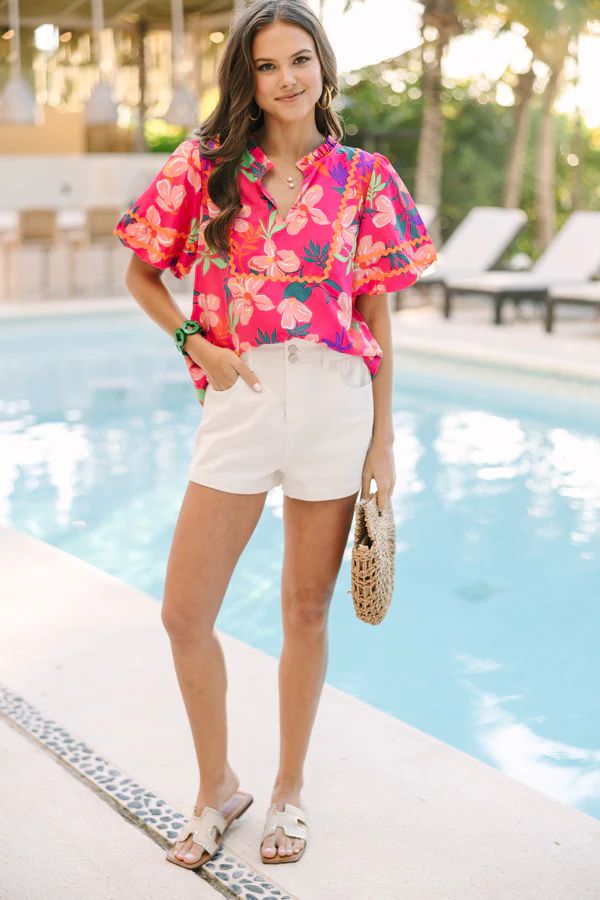 Never Leave You Pink Floral Blouse | The Mint Julep Boutique