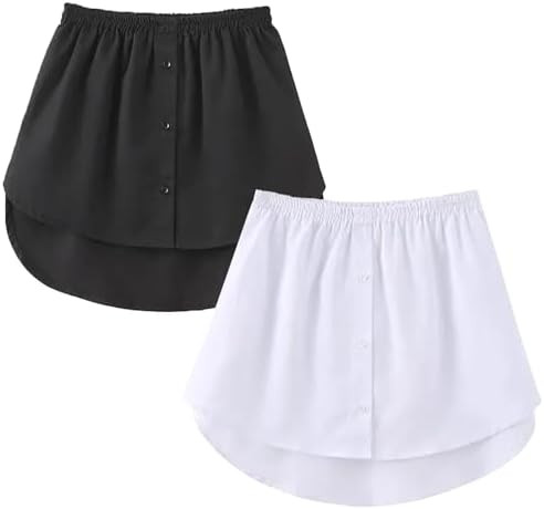OBBUE Women's 2 Pcs Mini Adjustable Shirt Extender Removable Layering Half Length Underskirt with... | Amazon (US)