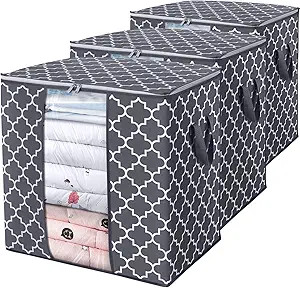 WISELIFE Storage Bags 3 Pack/100L Large Blanket Clothes Organization and Storage Containers for C... | Amazon (US)