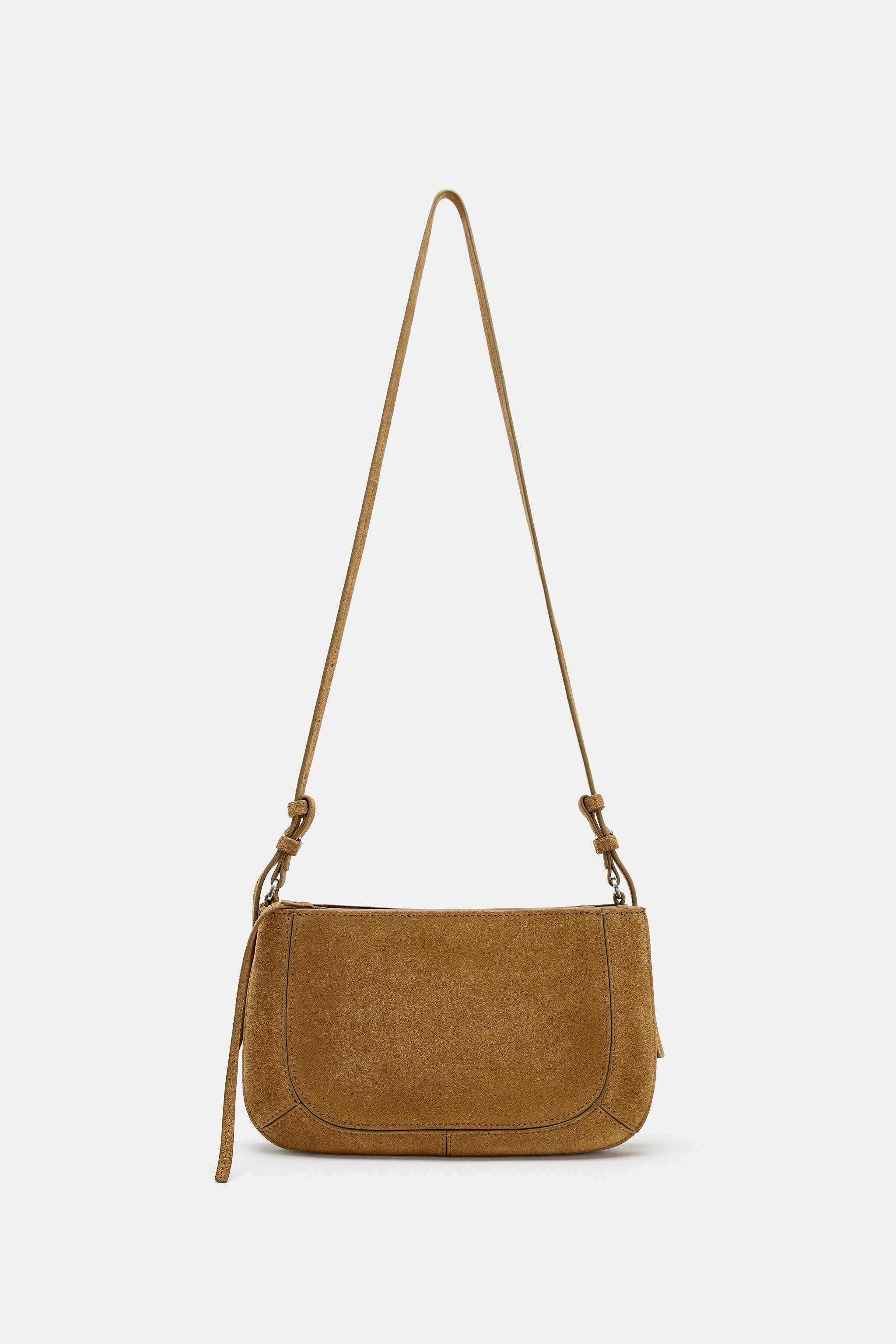 DOUBLE POCKET SPLIT LEATHER CROSSBODY BAG | Zara US