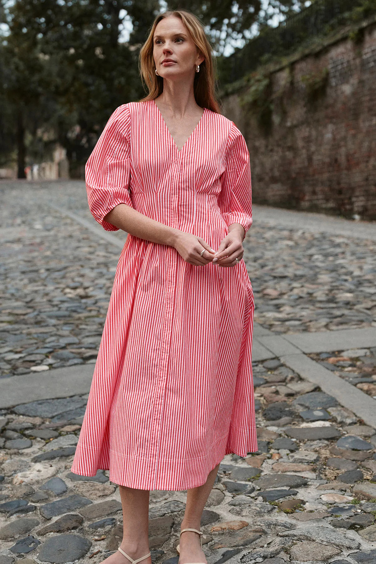 Sunday Dress in Tart Bengal Stripe | Lake Pajamas