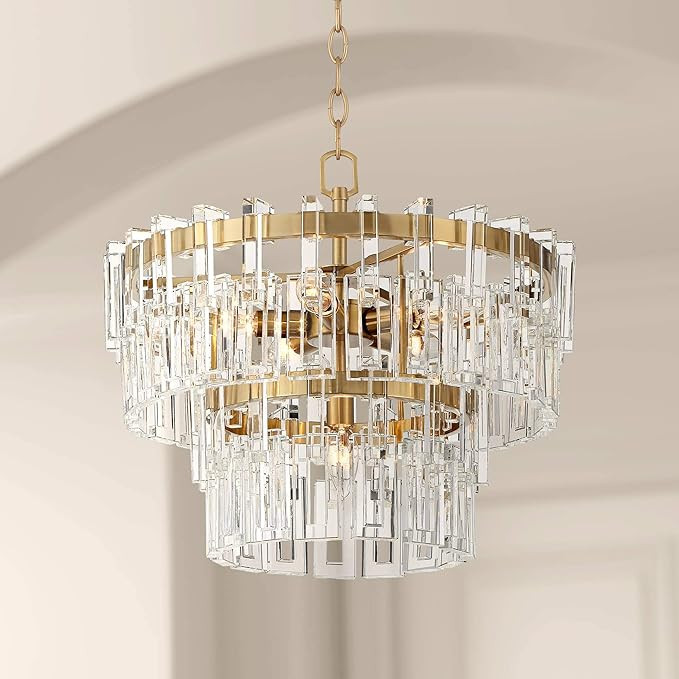 Luxem Burnished Brass Crystal Chandelier 18 3/4" Wide Modern Tiered Classic 6-Light Fixture for D... | Amazon (US)