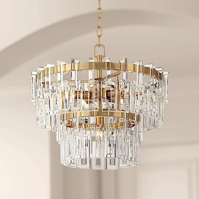 Luxem Burnished Brass Crystal Chandelier 18 3/4" Wide Modern Tiered Classic 6-Light Fixture for D... | Amazon (US)