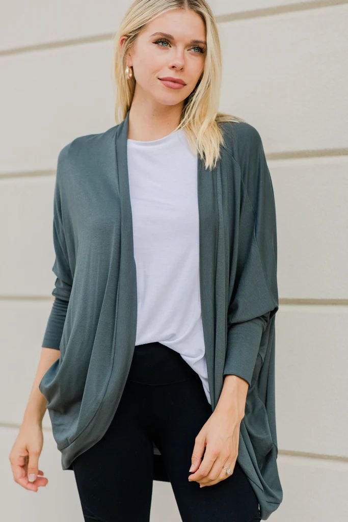 Easy On The Eyes Dark Olive Green Cardigan | The Mint Julep Boutique