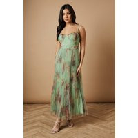 Womens Floral Corset Detail Midi Dress - Multi - 14 | boohoo (US & Canada)