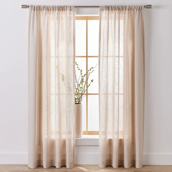Better Homes & Gardens Light Filtering Linen Blend Rod Pocket Curtain, Single Panel, Papyrus Beig... | Walmart (US)
