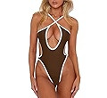 Amazon.com: HYPERFIRE Women's Sexy Criss Cross Halter Bathing Suit Cut Out Backless Monokini Swim... | Amazon (US)