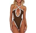 Amazon.com: HYPERFIRE Women's Sexy Criss Cross Halter Bathing Suit Cut Out Backless Monokini Swim... | Amazon (US)