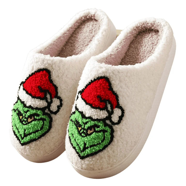 BERANMEY Christmas Reindeer Slippers for Womens Mens Plush Warm Santa Claus Slippers Fuzzy House ... | Walmart (US)