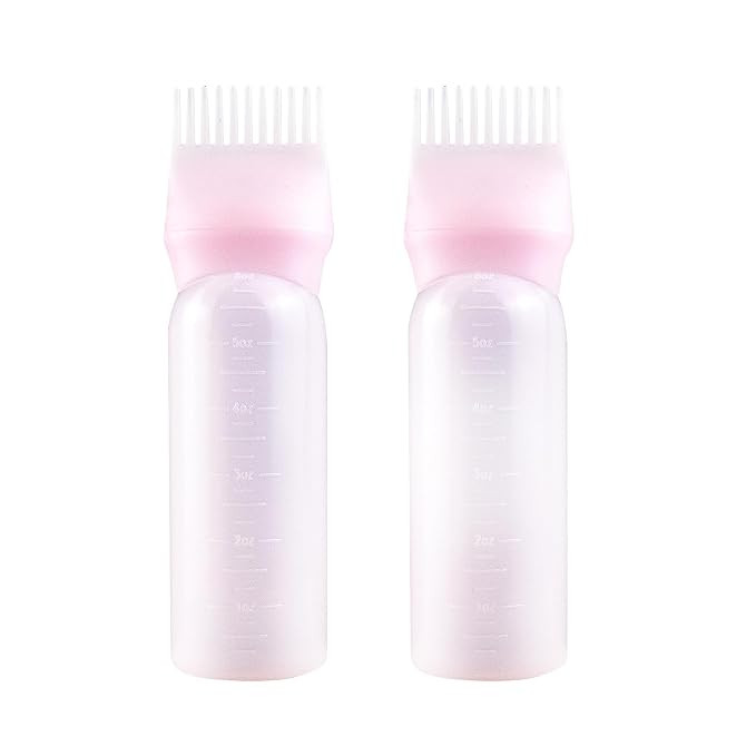6 Ounce Root Comb Applicator Bottle, 2 Pack, Pink - Hair Oil Applicator, Hair Dye Applicator, Tra... | Amazon (US)