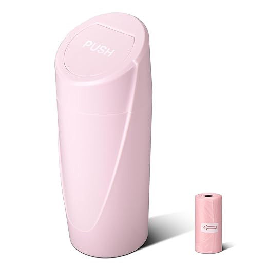Pink Mini Leakproof Vehicle Trash Bin with Lid - Garbage Can for Car Cup Holder - 20pcs Trash Bag... | Amazon (US)