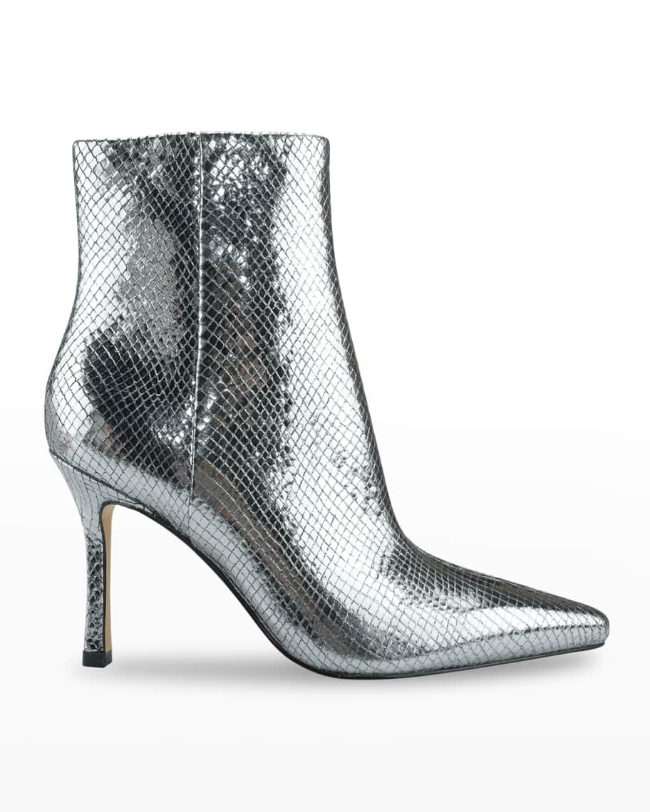 Marc Fisher LTD Kendry Metallic Leather Stiletto Booties | Neiman Marcus