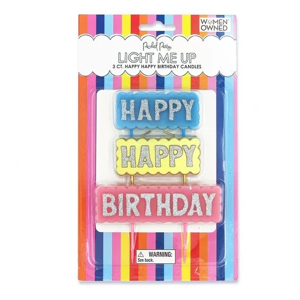 Packed Party 'Happy Happy Birthday' Candle SetÃ¯Â¼3 Pieces | Walmart (US)