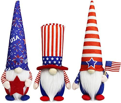 Tifeson 4th of July Patriotic Gnome Plush Elf Decorations - 3PCS Handmade Gnomes Plush American S... | Amazon (US)