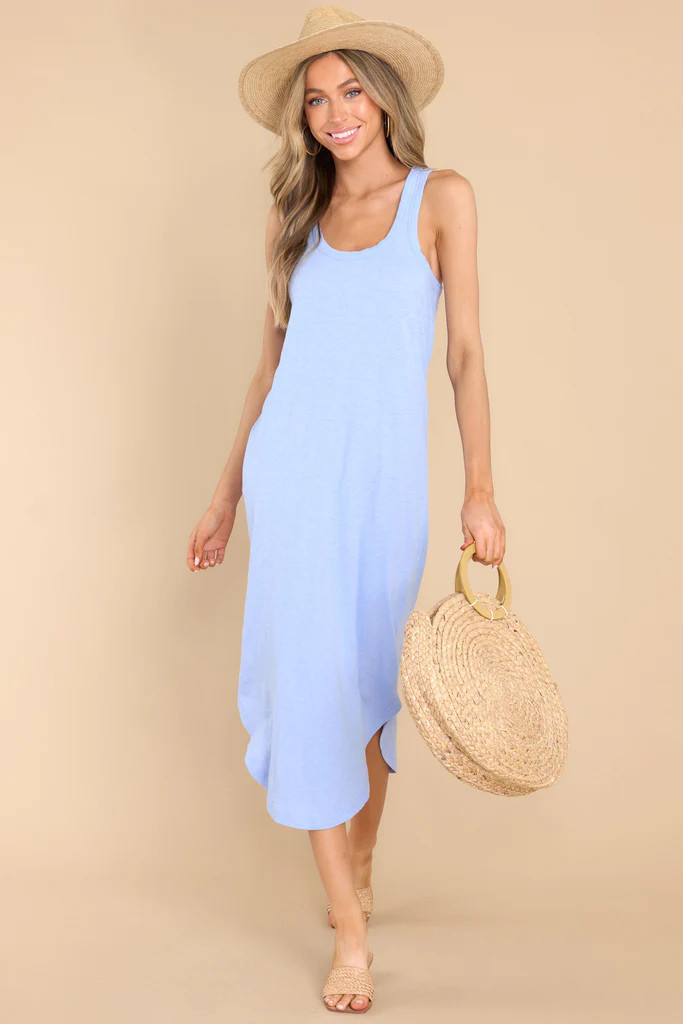 Easy Going Blue Bird Cotton Slub Dress | Red Dress 
