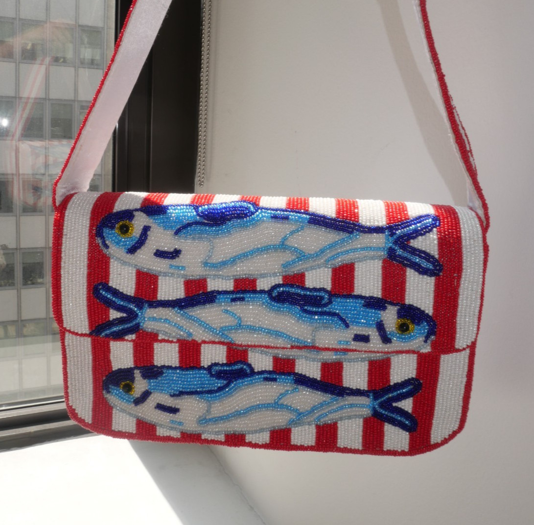 Beaded Red & White Stripe Sardine Shoulder Bag | Beaded Summer Shoulder Purse | eBay | eBay US