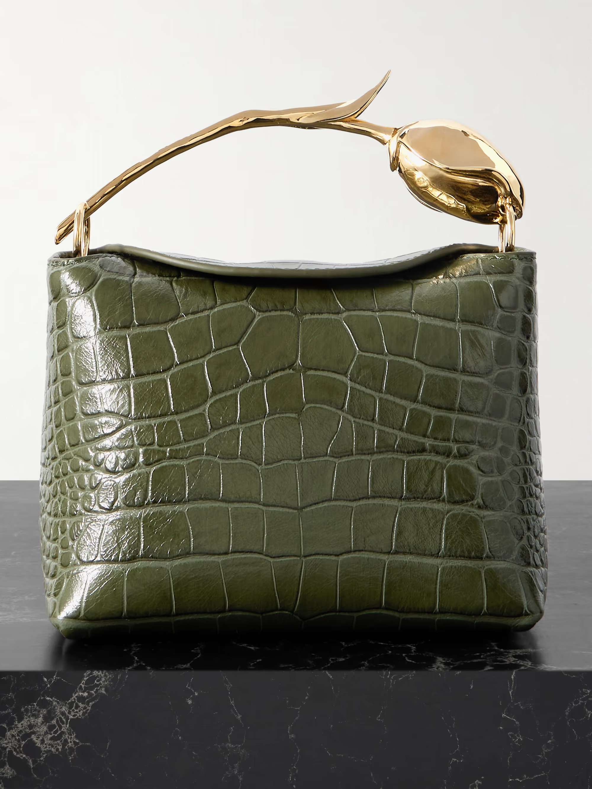 Bloom mini croc-effect leather clutch - army green - One Size | NET-A-PORTER (US)