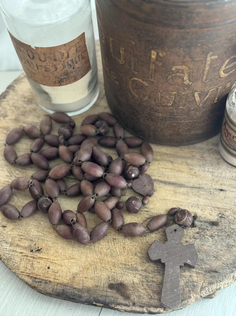 Antique Lourdes Rosary: Oversized Hand-carved Wood Beads, Souvenir De France 55” - Etsy | Etsy (US)
