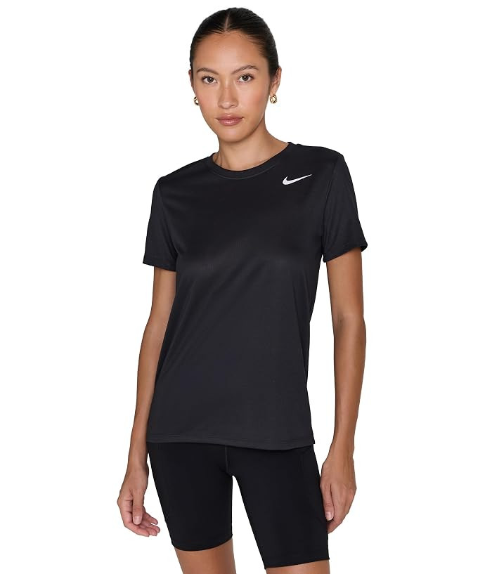 Nike Dri-FIT Relaxed Short Sleeve T-shirt Women's Workout White/Black : MD (US 8-10), Polyester | Zappos.com