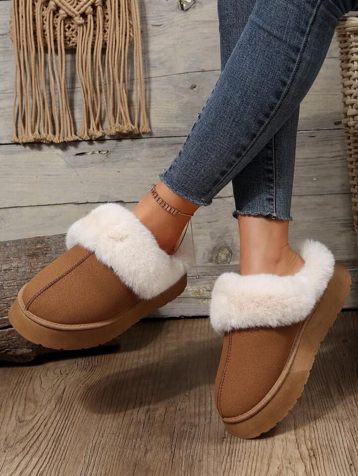 Women's Plush-lined Slip-on Low-cut Comfortable Snow Boots | SHEIN