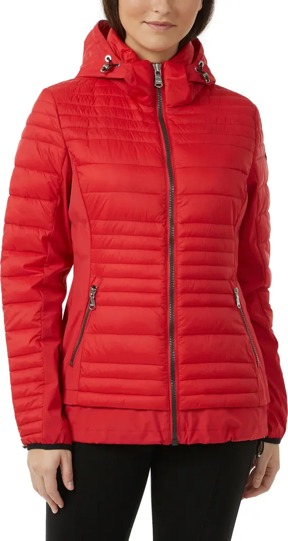 Makani Channel Quilted Light Weight Mixed Media Jacket | Nordstrom