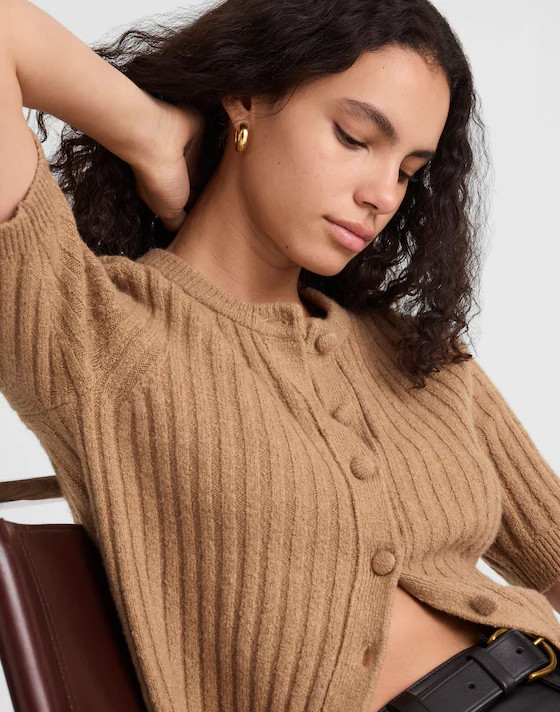 Short Puff-Sleeve Cardigan | Madewell