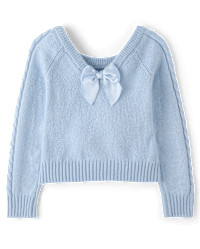 Girls Bow Back Cable Knit Sweater - On Pointe - Blue | Gymboree