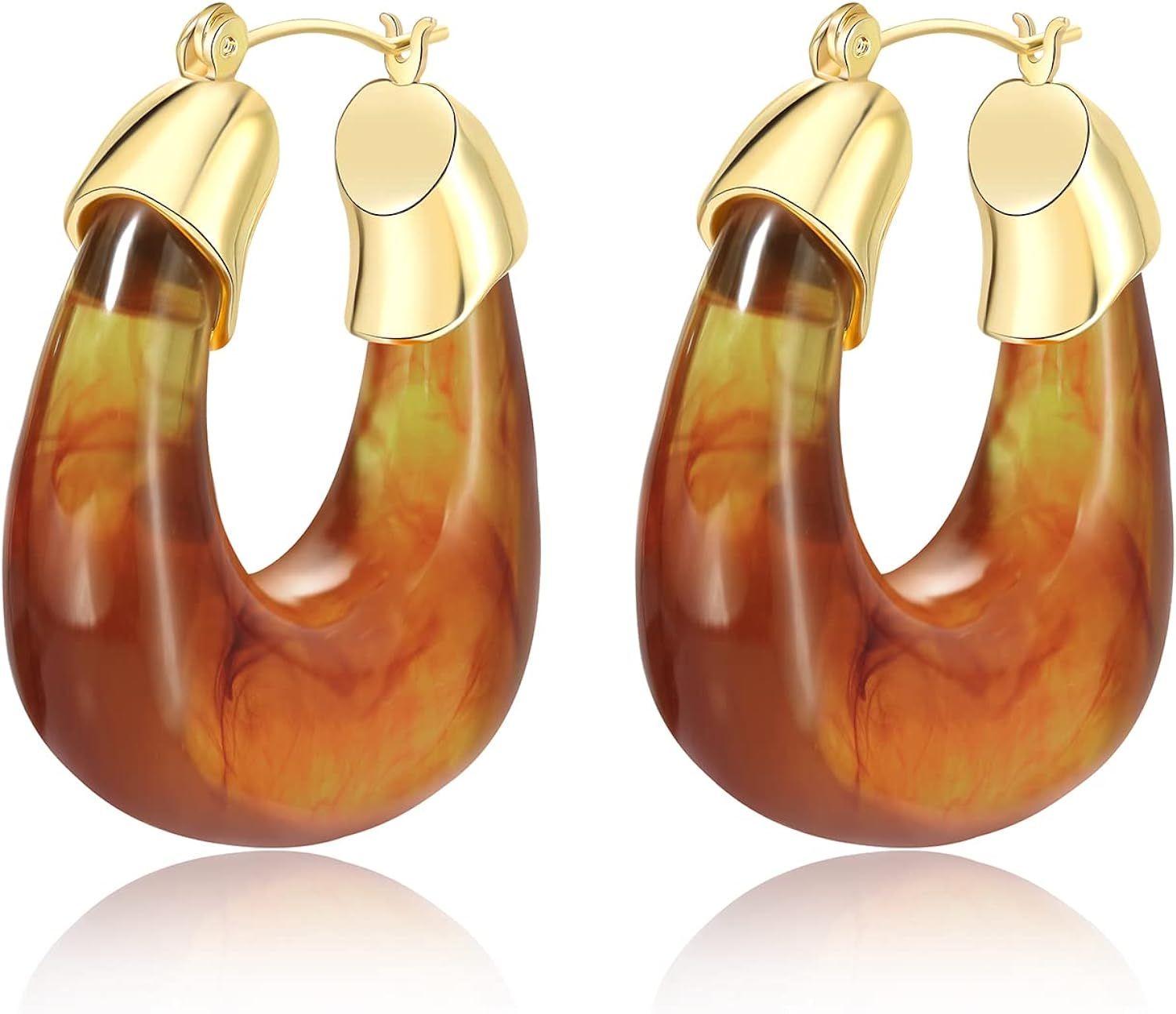 VIENNOIS Resin Hoops Earrings,Summer Earrings for Women Trendy | Amazon (US)