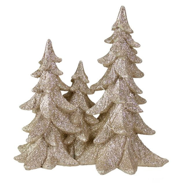 Northlight 7.5" LED Lighted Champagne Gold Glittered Christmas Trees Decoration, Warm White Light... | Target