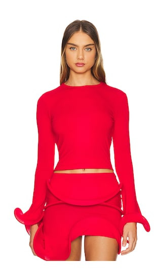 Wave Sleeve Top in Red | Revolve Clothing (Global)