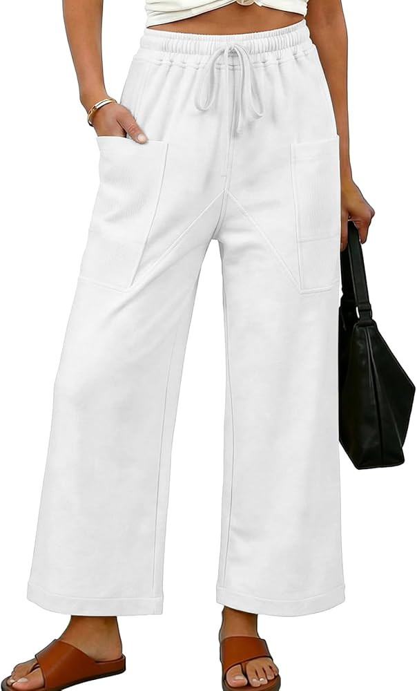 EVALESS Pants for Women Casual High Waisted Baggy Cargo Pants 2026 Summer Ankle Length Wide Leg S... | Amazon (US)