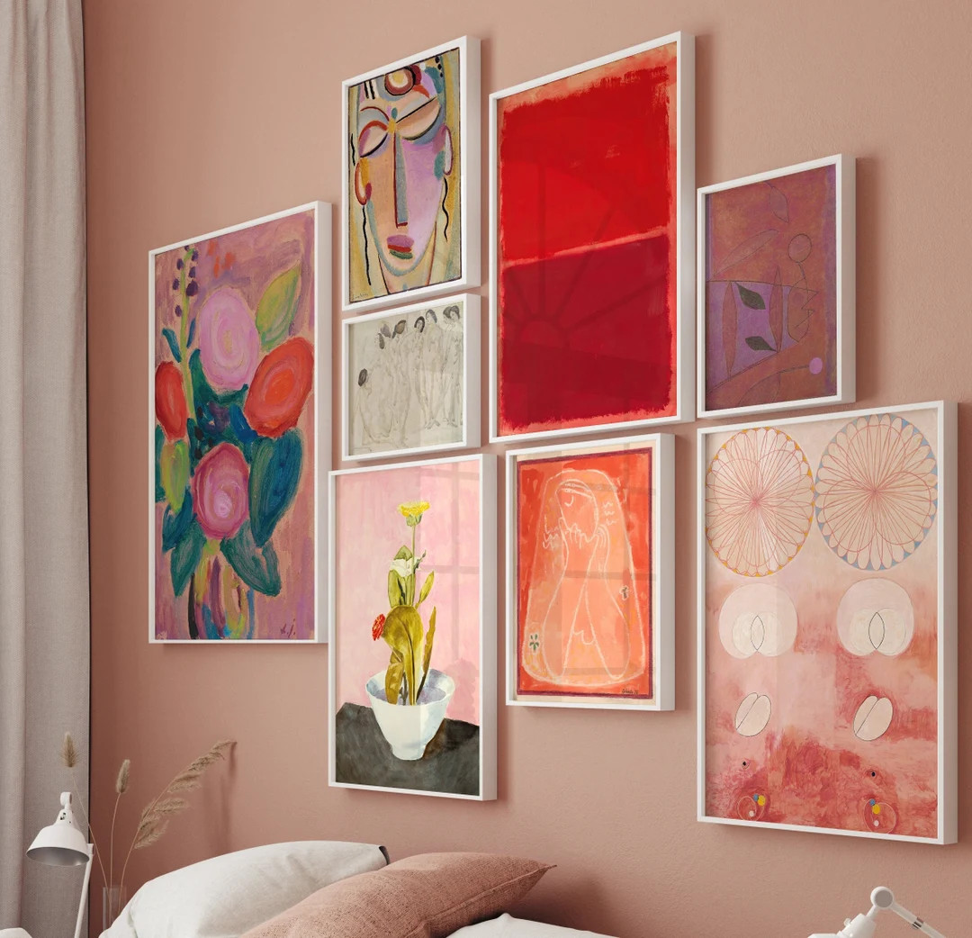 Digital FRAMED GALLERY WALL | Abstract Print Set | Bold Modern Abstract | Giclee Print | Mid-Cent... | Etsy (US)