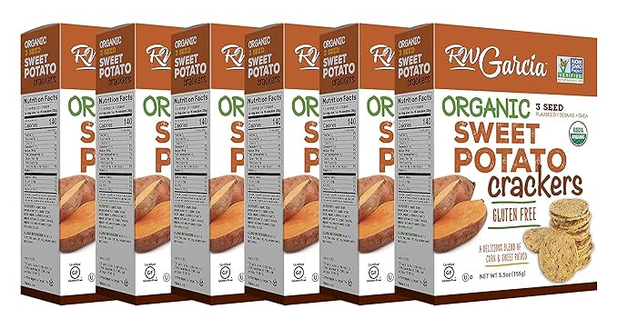 RW Garcia Organic Sweet Potato Crackers, Gluten Free, 5.5oz boxes, 6 pack | Amazon (US)