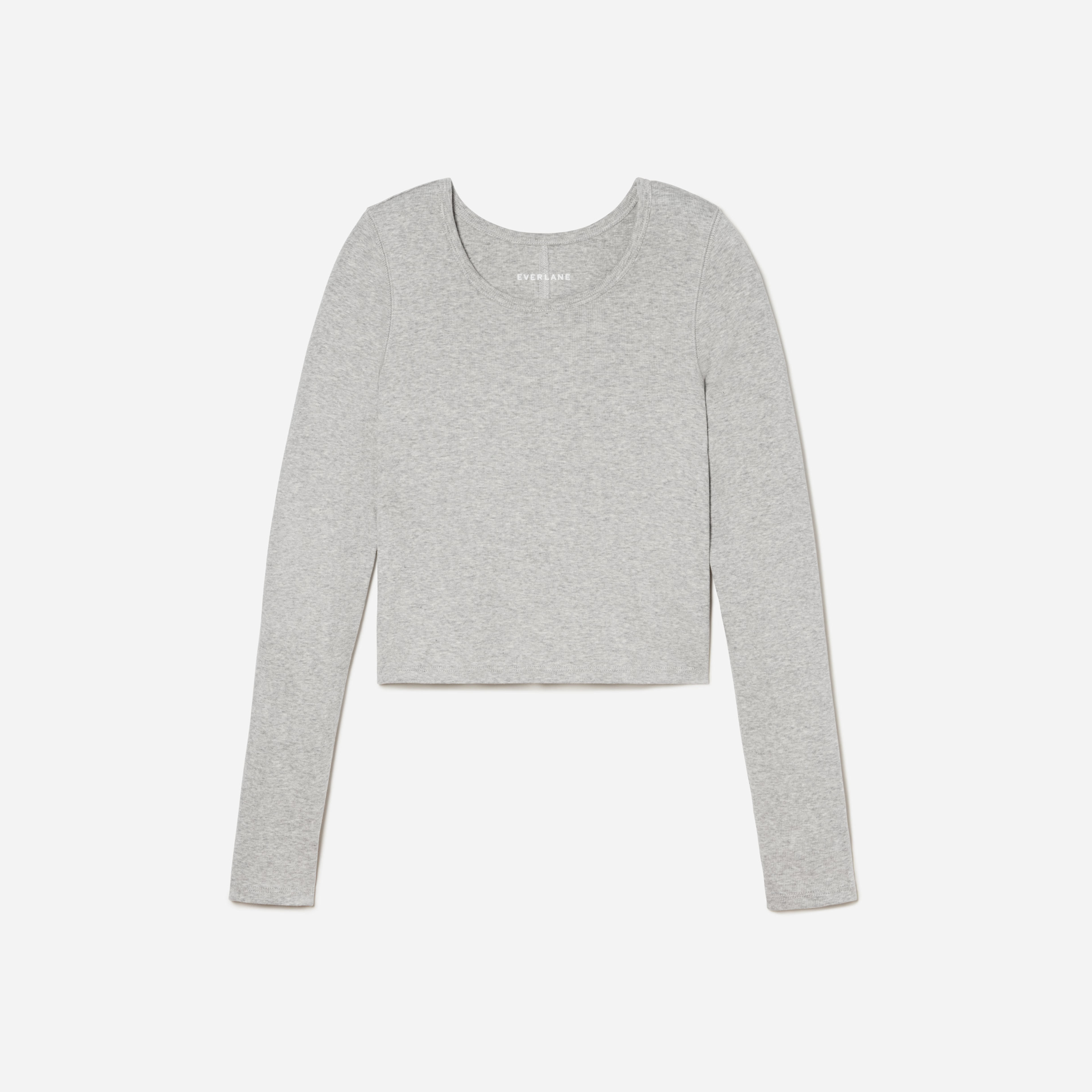 The Pima Micro-Rib Cropped Long-Sleeve Crew | Everlane